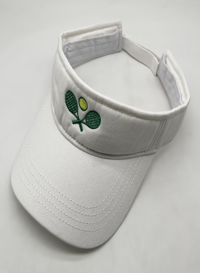 AIMASTZ Tennis Sport Embroidered Adjustable Tennis Visor, Tennis Sports Hat for Men Women,Gifts for Tennis Lovers,White - Image 2
